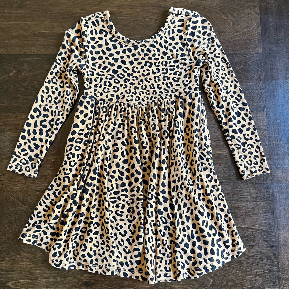 Little Sleepies Tan and Black Leopard Kids Dress